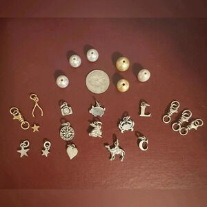 POOR CAT DESIGNS sterling silver & 18k gold charms clasps, south sea pearls